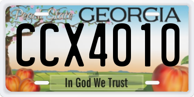 GA license plate CCX4010
