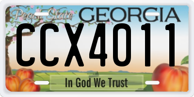 GA license plate CCX4011