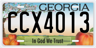 GA license plate CCX4013