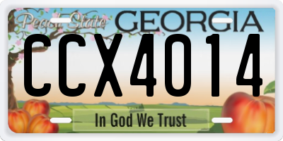 GA license plate CCX4014