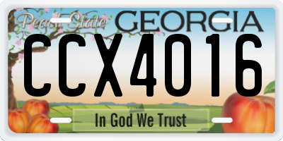 GA license plate CCX4016