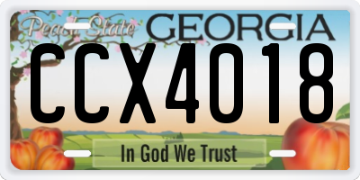 GA license plate CCX4018