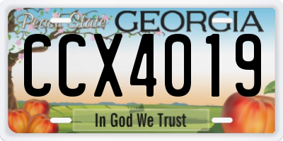GA license plate CCX4019