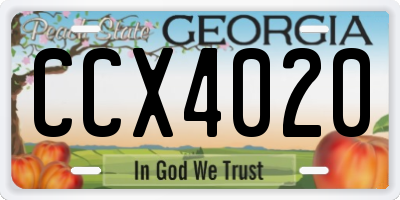 GA license plate CCX4020