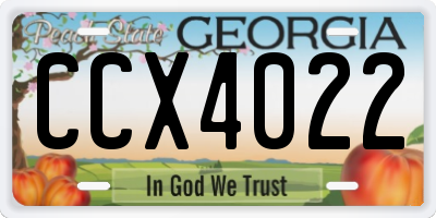 GA license plate CCX4022