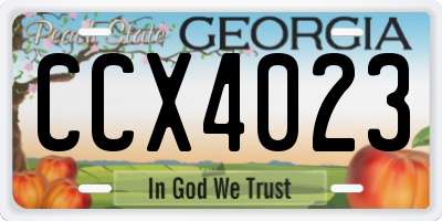 GA license plate CCX4023