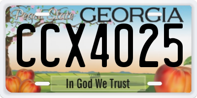 GA license plate CCX4025