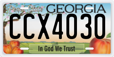 GA license plate CCX4030