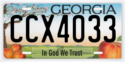 GA license plate CCX4033