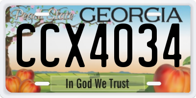 GA license plate CCX4034
