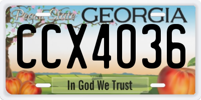 GA license plate CCX4036