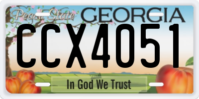 GA license plate CCX4051