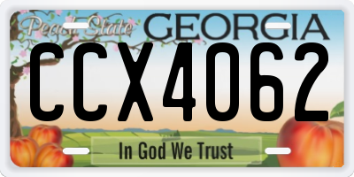 GA license plate CCX4062