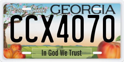 GA license plate CCX4070