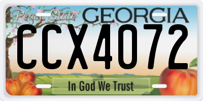 GA license plate CCX4072
