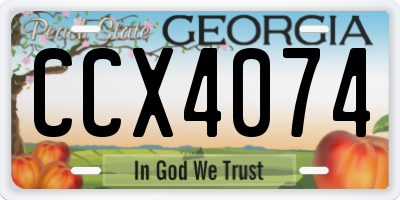 GA license plate CCX4074