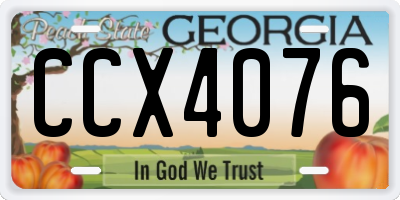 GA license plate CCX4076