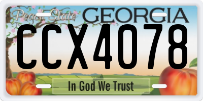 GA license plate CCX4078