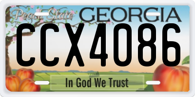 GA license plate CCX4086