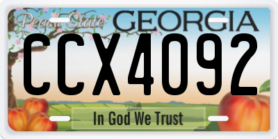 GA license plate CCX4092