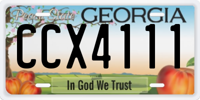 GA license plate CCX4111