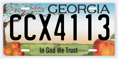 GA license plate CCX4113