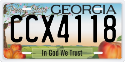 GA license plate CCX4118