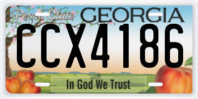 GA license plate CCX4186