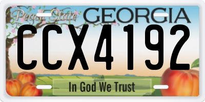 GA license plate CCX4192