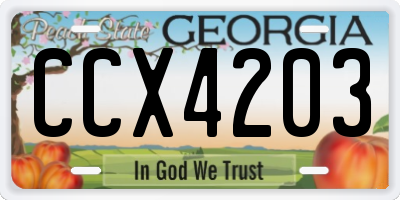 GA license plate CCX4203