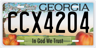 GA license plate CCX4204