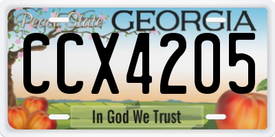 GA license plate CCX4205