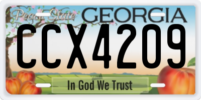 GA license plate CCX4209