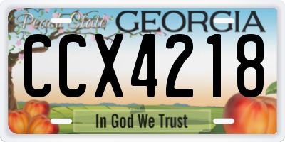 GA license plate CCX4218