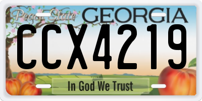 GA license plate CCX4219