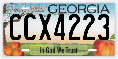GA license plate CCX4223