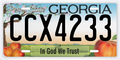 GA license plate CCX4233