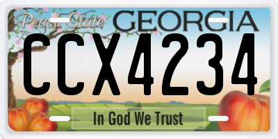 GA license plate CCX4234