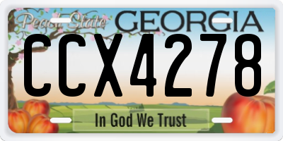 GA license plate CCX4278
