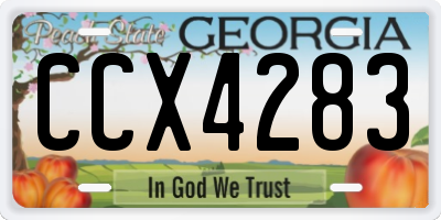 GA license plate CCX4283
