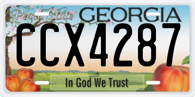 GA license plate CCX4287