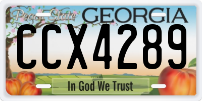 GA license plate CCX4289