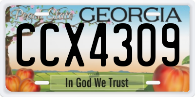 GA license plate CCX4309