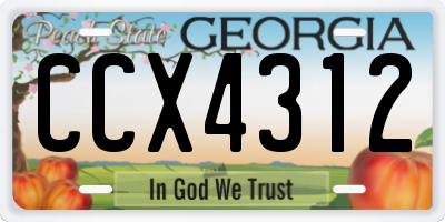 GA license plate CCX4312