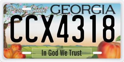 GA license plate CCX4318