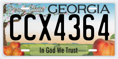 GA license plate CCX4364