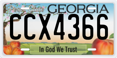 GA license plate CCX4366