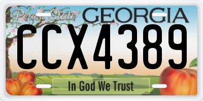 GA license plate CCX4389