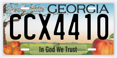 GA license plate CCX4410
