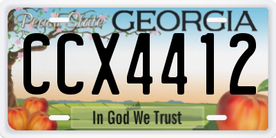 GA license plate CCX4412
